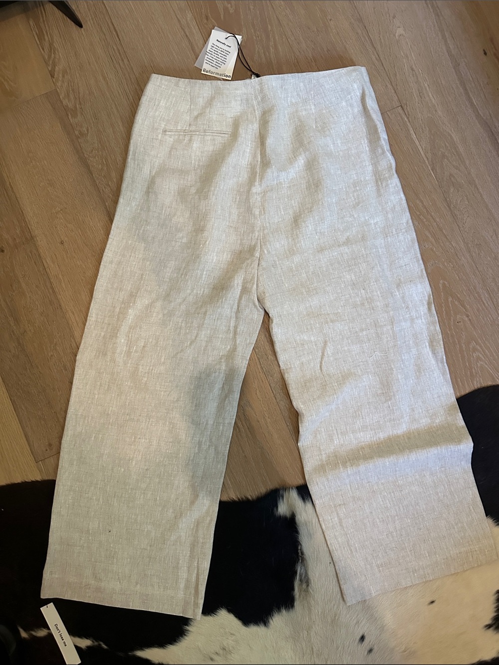 Reformation Joni Linen Cropped Pant - Oatmeal, sz 12 - Picture 4 of 4